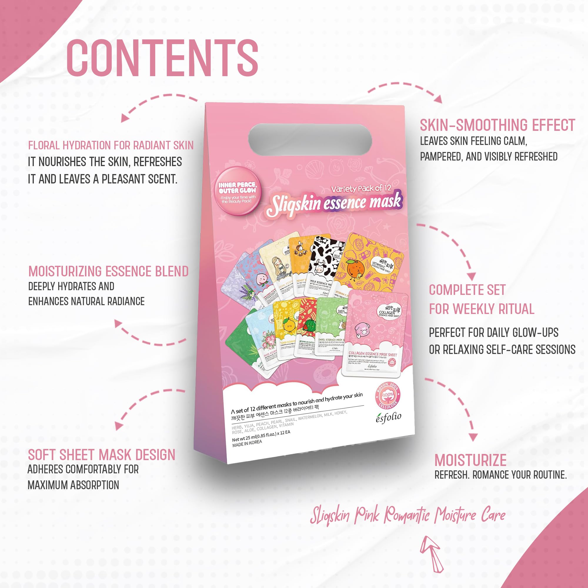 Amazon.com : esfolio Sliqskin Pink Romantic Face Mask Set